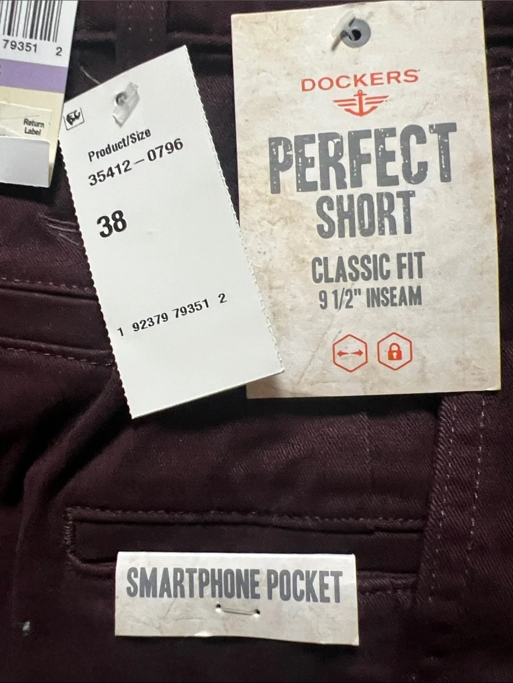 Dockers Men's Perfect Short in Deep Burgundy - Classic Fit Smart Phone Pocket